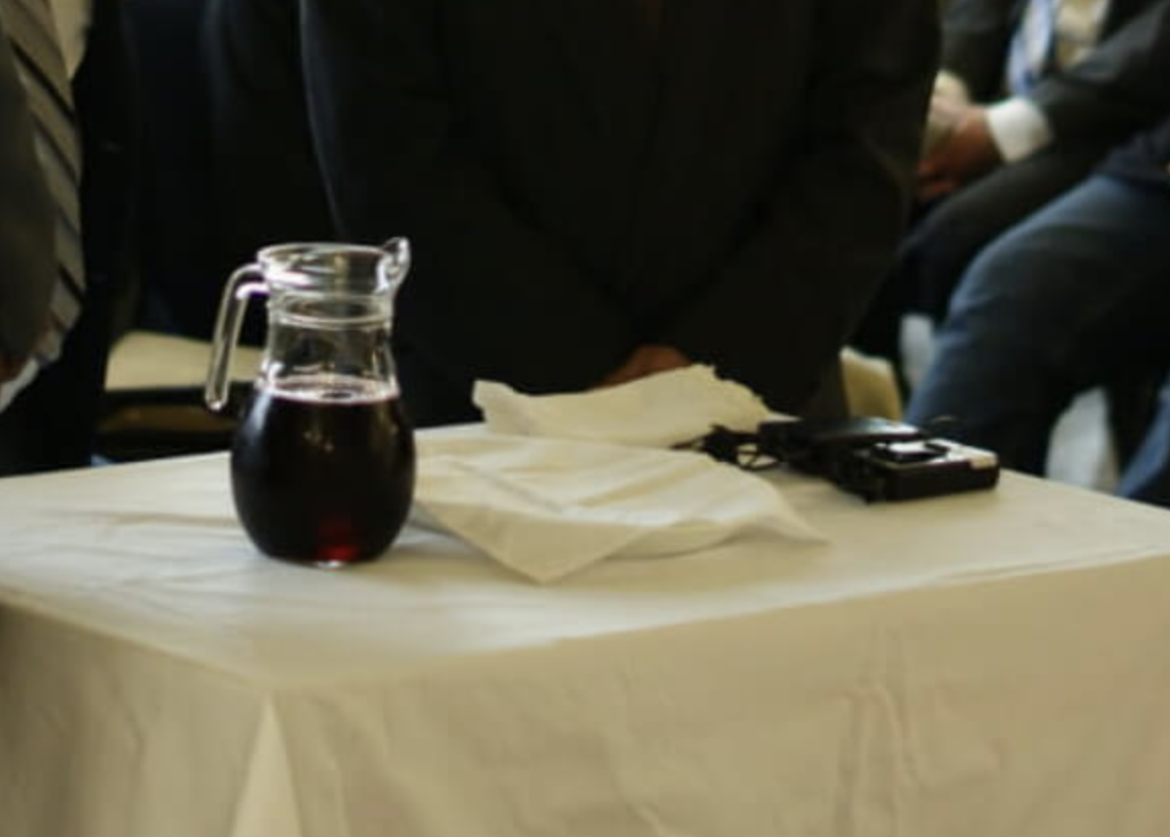 A Table with the bread and the wine.